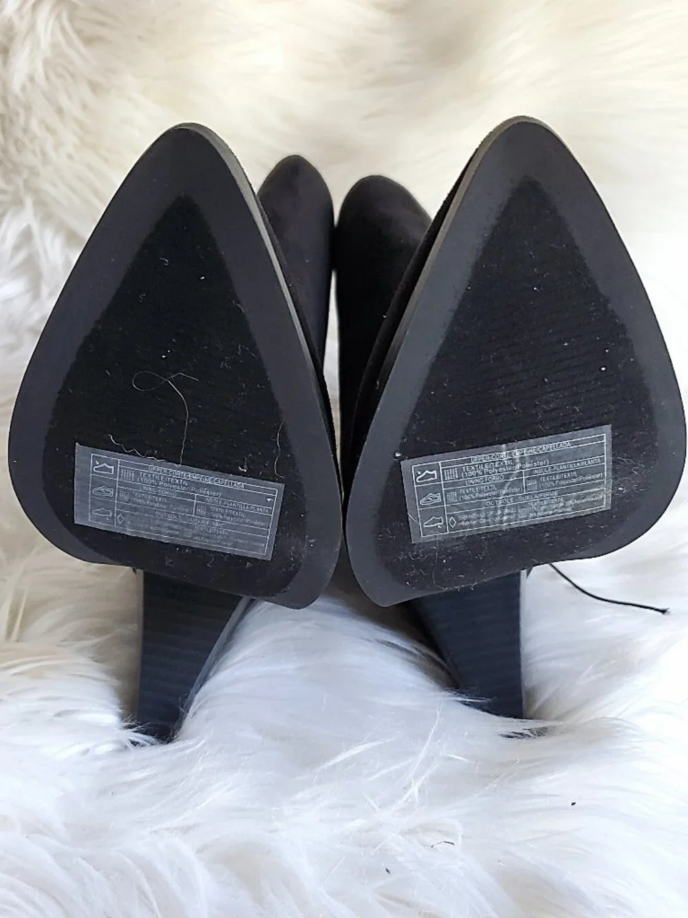 Forever 21 Black Suede Heeled Pull On Mid Calf Boots SZ 6